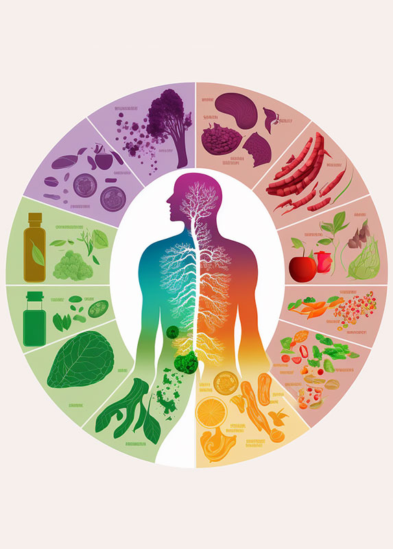Une image représentant l'aromathérapie en pathologie digestive. Cette image devrait être colorée et vivante, avec des éléments tels que des huiles essentielles, des herbes médicinales, des fruits et des légumes, ainsi que des images symboliques de la digestion tels que des flammes, des mouvements ondulatoires et des formes organiques. Je souhaite également voir une personne en train de pratiquer l'aromathérapie, comme en train de mélanger des huiles ou de respirer des vapeurs. Il serait également intéressant de voir des illustrations de organes digestifs, comme l'estomac, en train de se rétablir et de se renforcer grâce à l'utilisation de ces techniques. En somme, je souhaite que l'image reflète la puissance thérapeutique de l'aromathérapie dans la pathologie digestive.